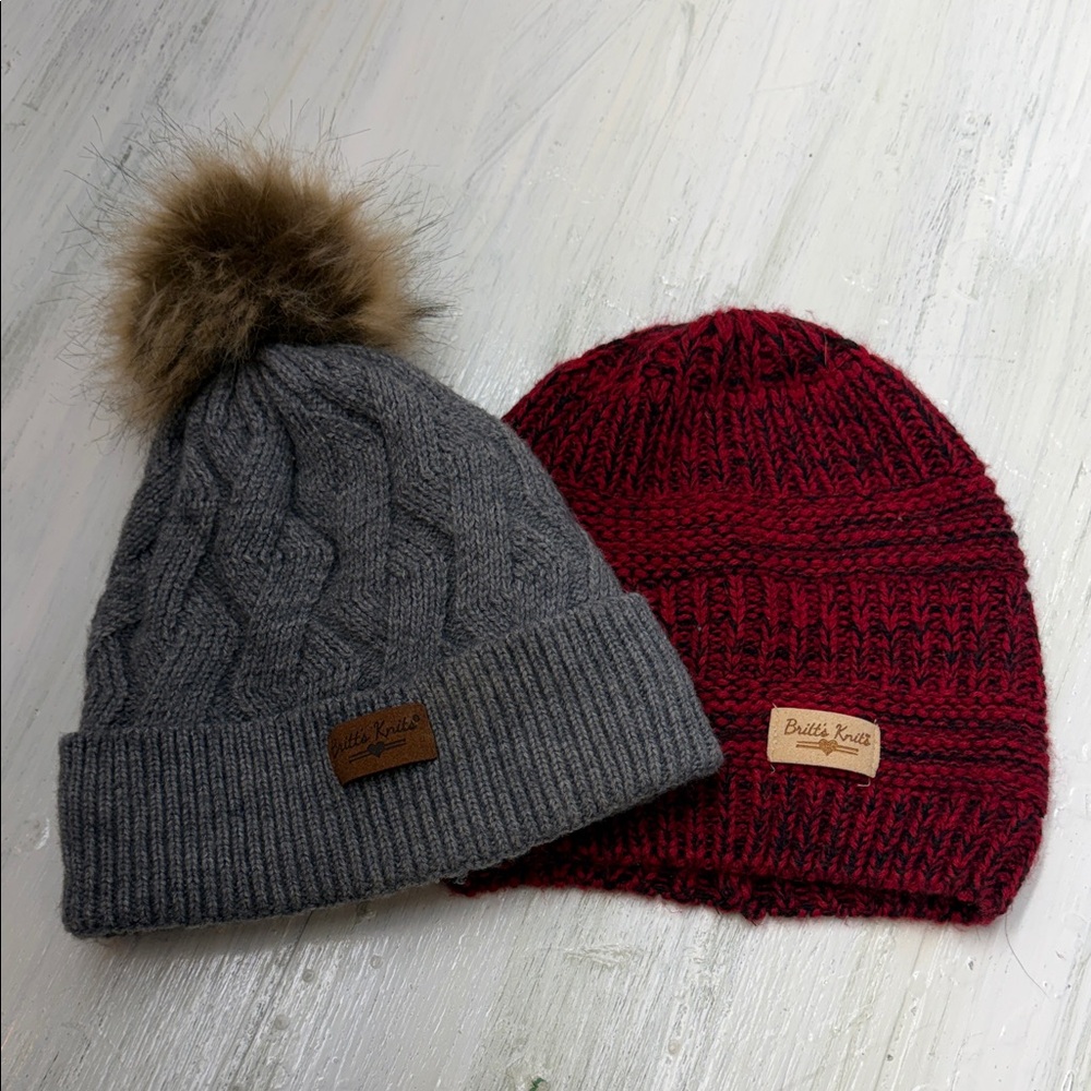 💚5/$25 SALE!💚 Britt's Knits Beyond Soft Beanie & Mainstay Pom Hat Bundle